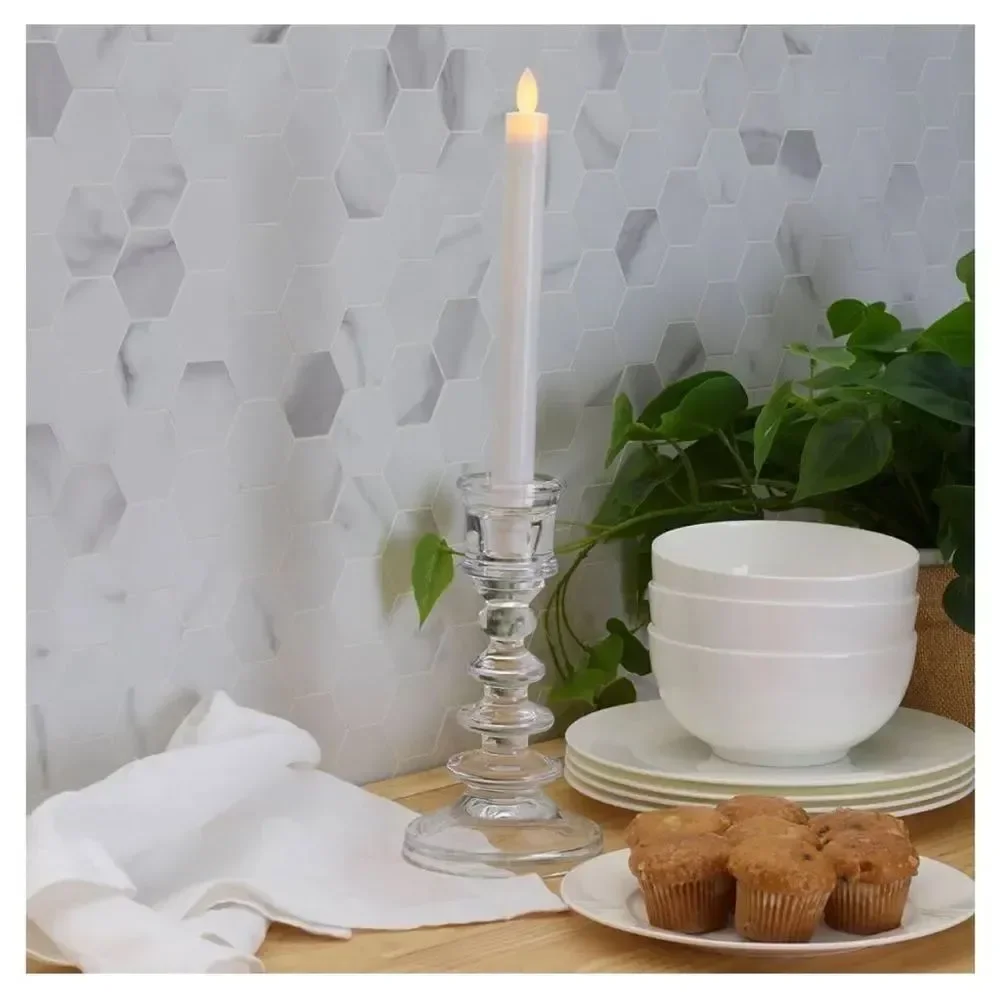 Elements Clear Glass Rounded Tiered Taper Candle Holder
